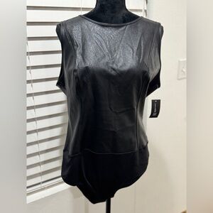 INC International Concepts Black Faux Leather Bodysuit
